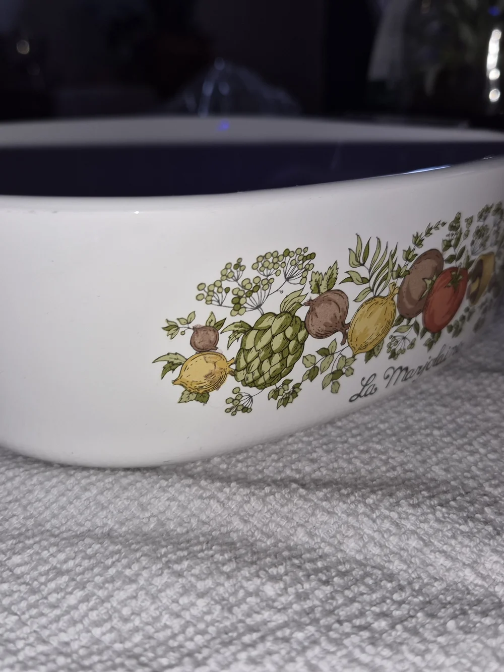 vintage Corning Ware casserole dish from the 